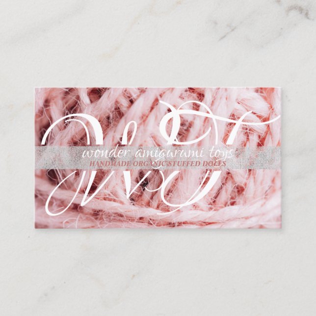 Yarn handmade crochet amigurumi knit business card (Front)