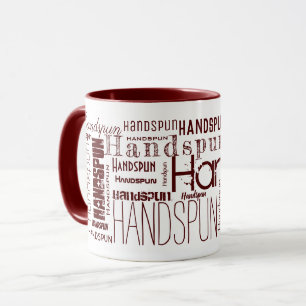 Yarn HANDSPUN! Typography Red Maroon Mug