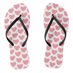 Yarn Heart & Knitting Needles Crafts Flip Flops