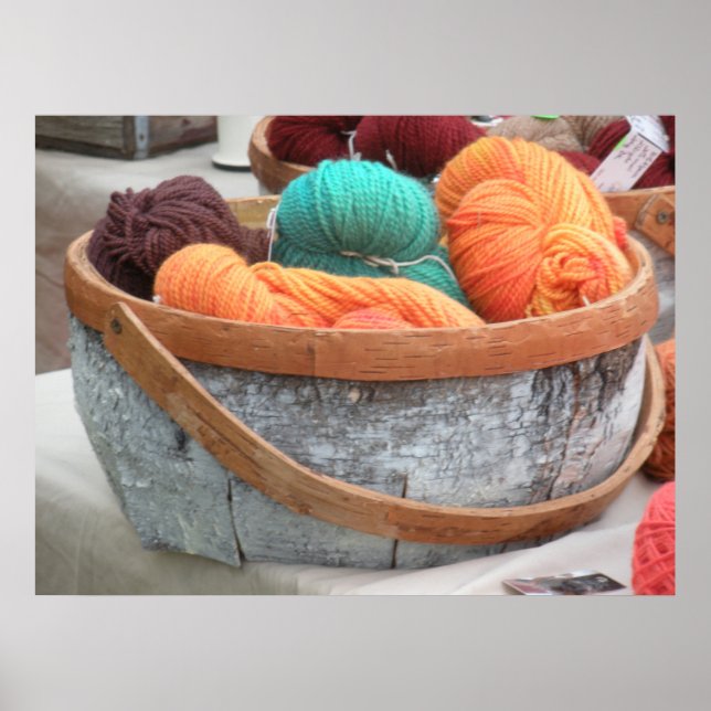 Yarn in birch bark basket poster (Front)