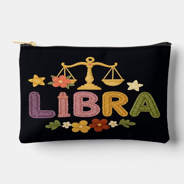 Yarn-Inspired Libra Zodiac Accessory Pouch (Front)