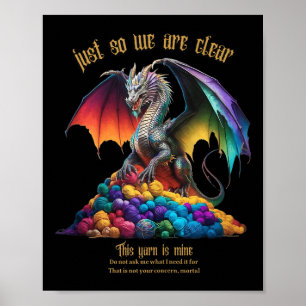 Yarn Is Mine Funny Dragon Knitting Craft Lover Tan Poster