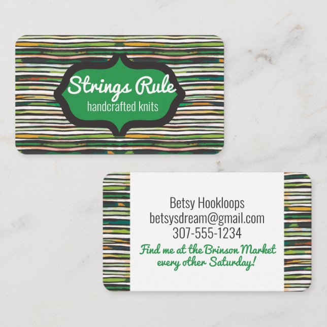 Yarn knitter knitting crochet homespun crafts business card (Front/Back)