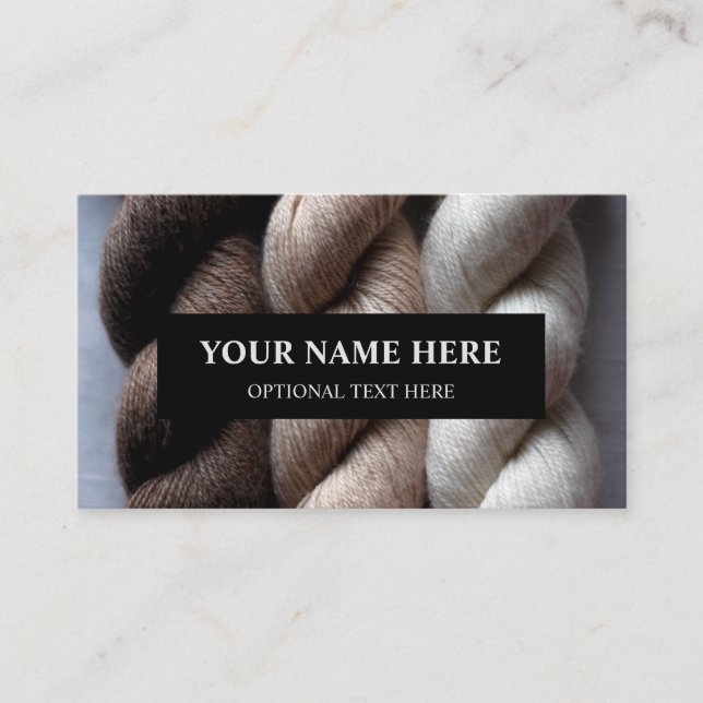 Yarn Knitting Brown Beige Cream Alpaca Yarn Business Card (Front)