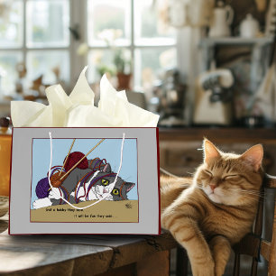 Yarn Knitting Funny Cat Large Gift Bag