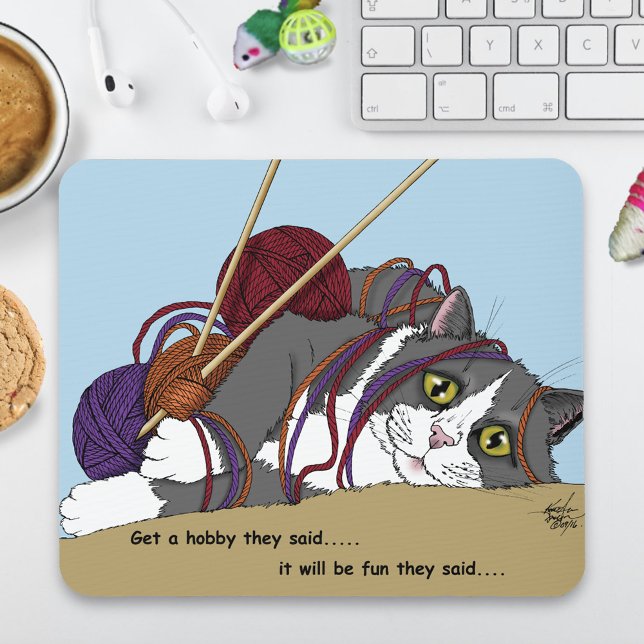 Yarn Knitting Funny Cat Mouse Mat (Creator Uploaded)
