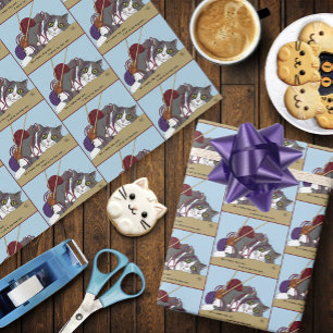 Yarn Knitting Funny Cat Wrapping Paper