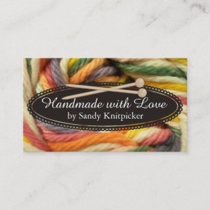 Yarn knitting needles crochet colourful yarn business card