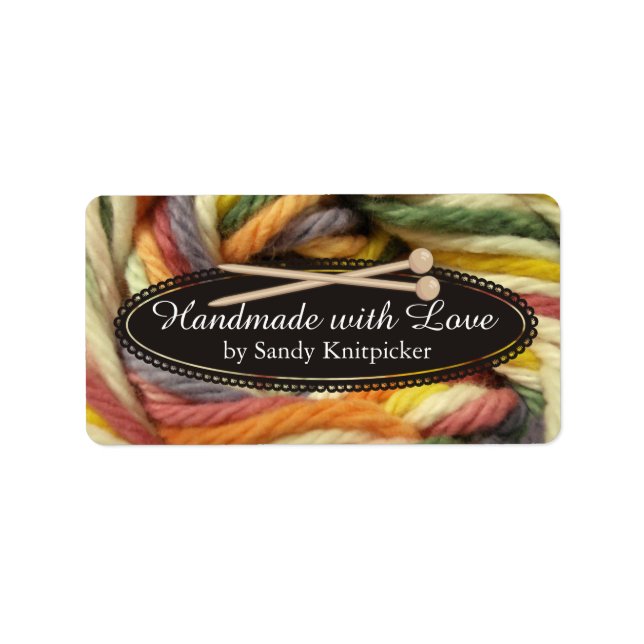 Yarn knitting needles crochet colourful yarn label (Front)