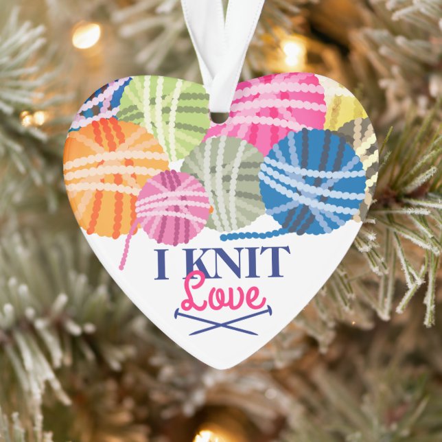 Yarn knitting needles love personalised Christmas Ornament (Tree)