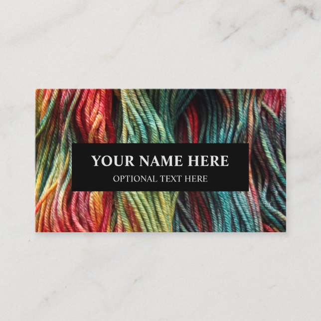 Yarn Knitting Red Green Wool Business Card (Front)