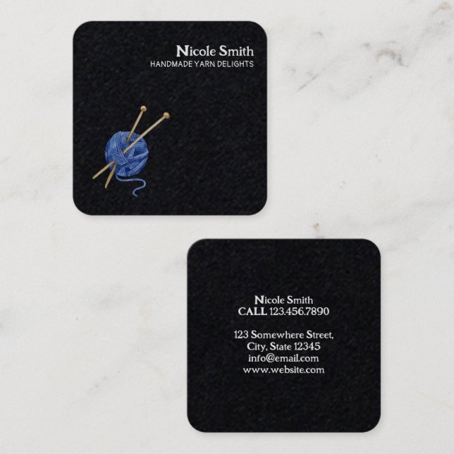 Yarn Knitting Square Business Card (Front/Back)