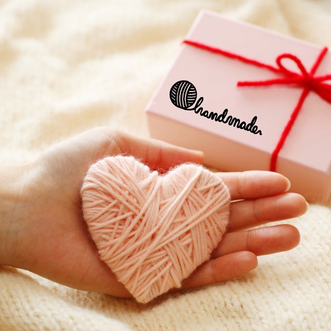 Yarn & needle crotchet Handmade Personalised Rubber Stamp (yarn and needle stamp, crochet handmade stamp, personalized craft stamp, handmade by stamp, small bu)