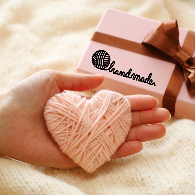 Yarn & needle crotchet Handmade Personalised Self-inking Stamp (yarn and needle stamp, crochet handmade stamp, personalized craft stamp, handmade by stamp, small bu)
