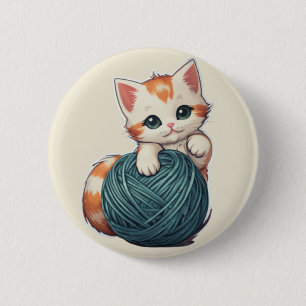 Yarn Play - kitten 6 Cm Round Badge