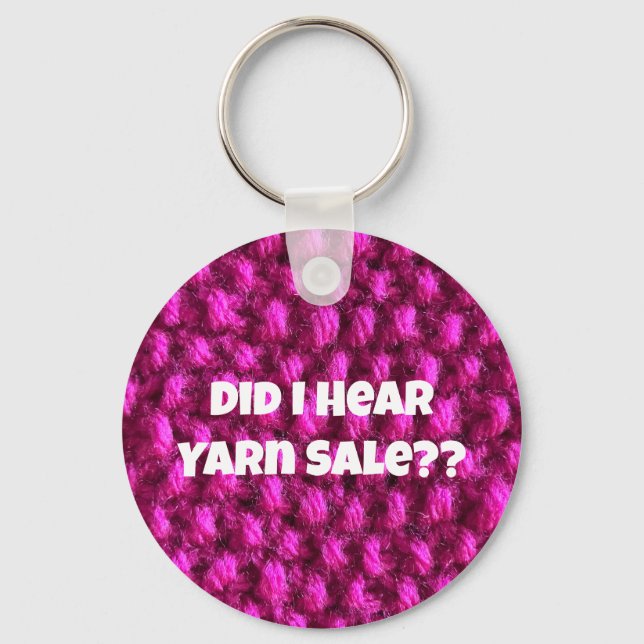 Yarn Sale Pink Knit Photo Love Knitting Key Ring (Front)