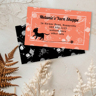 Yarn Shop Cat Knitting Business Card
