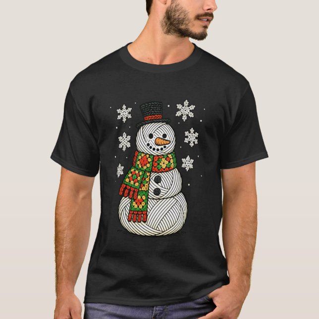 Yarn Snowman Knitting Crafting Crocheting Quilter  T-Shirt (Front)