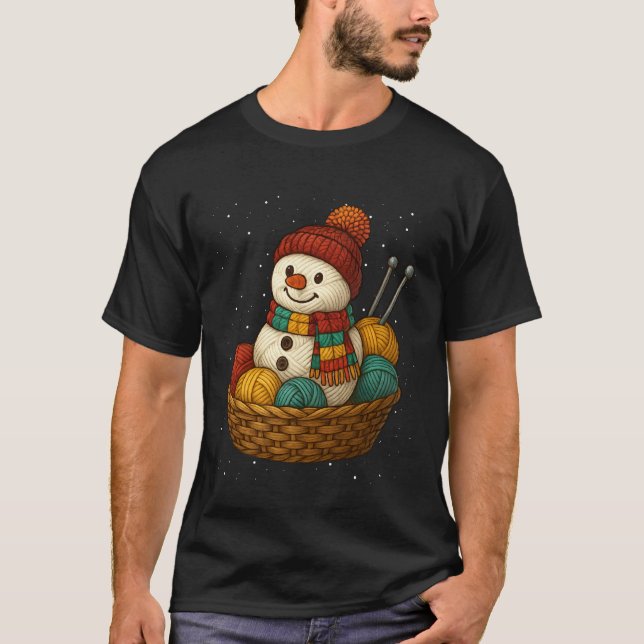 Yarn Snowman Knitting Crafting Crocheting Quilter  T-Shirt (Front)
