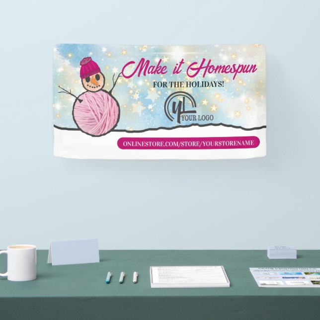 Yarn snowman knitting crochet homespun craft show banner (Tradeshow)