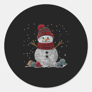 Yarn Snowman Sewing Knitting Crocheting Quilter Cr Classic Round Sticker