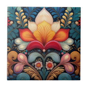 Yarn Style Folk Floral Tile