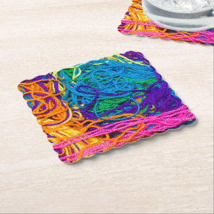 Yarn Tangles Crocheting and Knitting Photography Paper Coaster