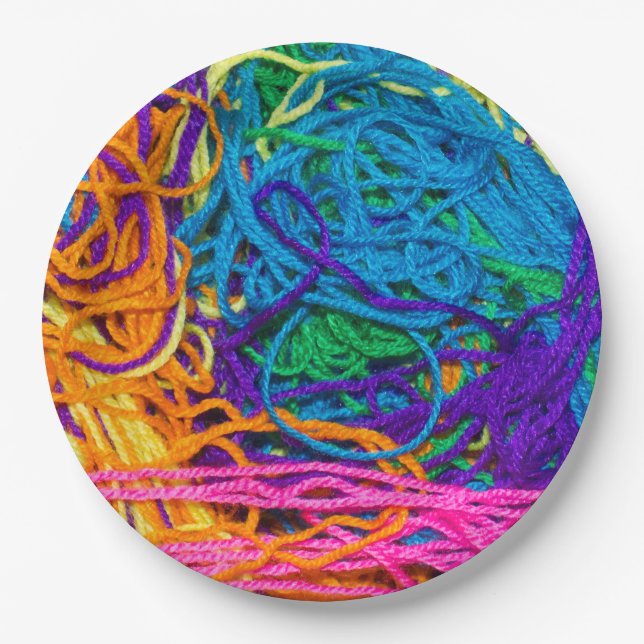 Yarn Tangles Crocheting and Knitting Photography Paper Plate (Front)