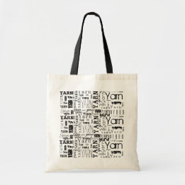 YARN! Typography Black Text Tote Bag