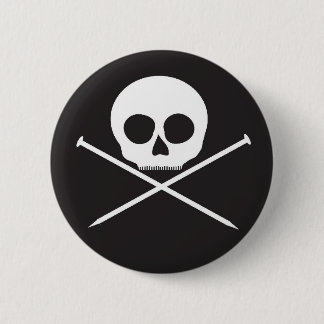 YarnCore Skull and Cross Needles 6 Cm Round Badge