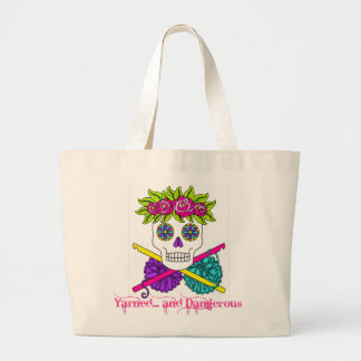 Yarned and Dangerous Sugar Skull in Colour Large Tote Bag