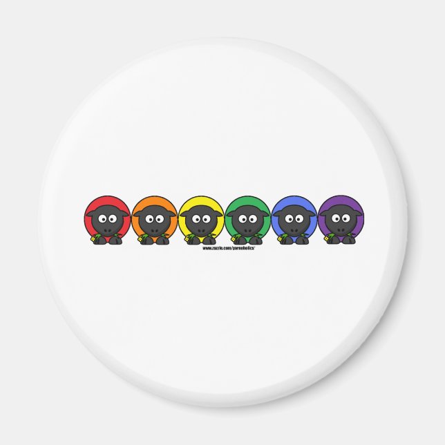 Yarnoholics Anonymous Fluffy Rainbow Sheep Magnet (Front)