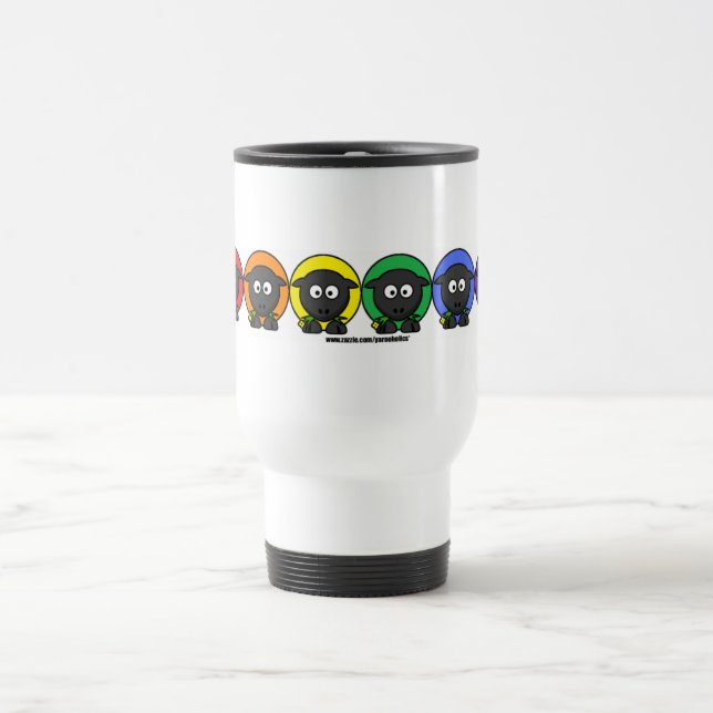 Yarnoholics Anonymous Fluffy Rainbow Sheep Travel Mug (Center)