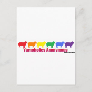 Yarnoholics Anonymous Rainbow Sheep Postcard
