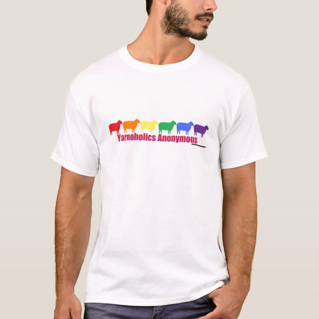 Yarnoholics Anonymous Rainbow Sheep T-Shirt (Front)