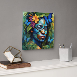 “Yarumi” Orchid Spirit - Women In Amazonia Square Wall Clock