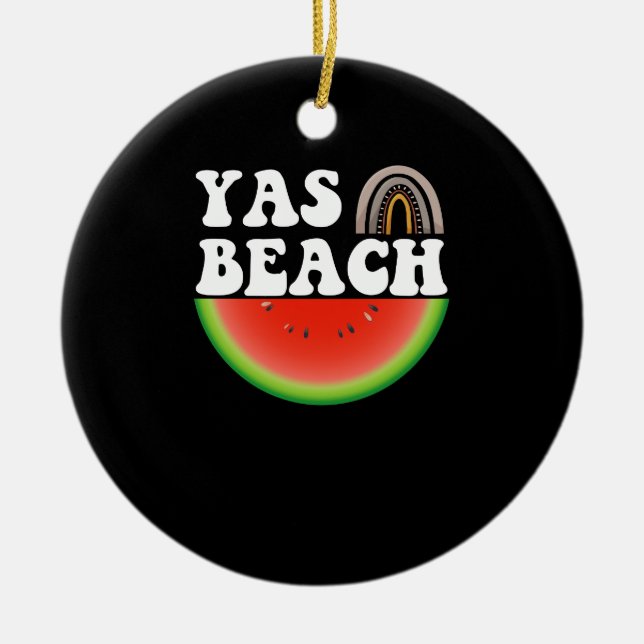 Yas Beach Watermelon Summer Vacation Beach Gift Ceramic Tree Decoration (Front)