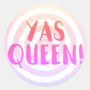 Yas Queen!  Bullseye Pink Circle Stickers