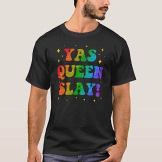 YAS QUEEN Rainbow Typography – Bold Drag-Inspired T-Shirt
