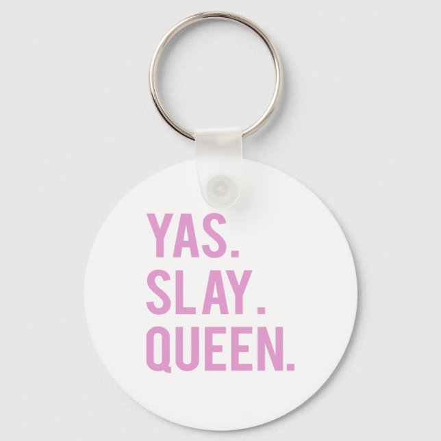 Yas Slay Queen Pink Print Key Ring (Front)