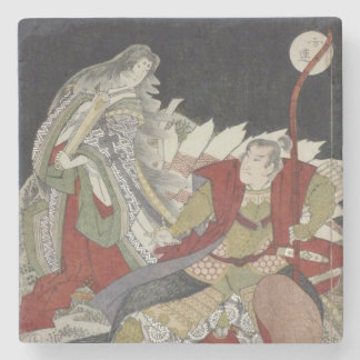 Yashima Gakutei Fox & Miuranosuke Surimono Stone Coaster