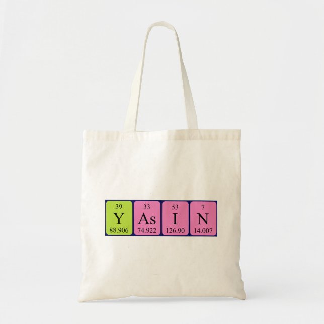 Yasin periodic table name tote bag (Front)