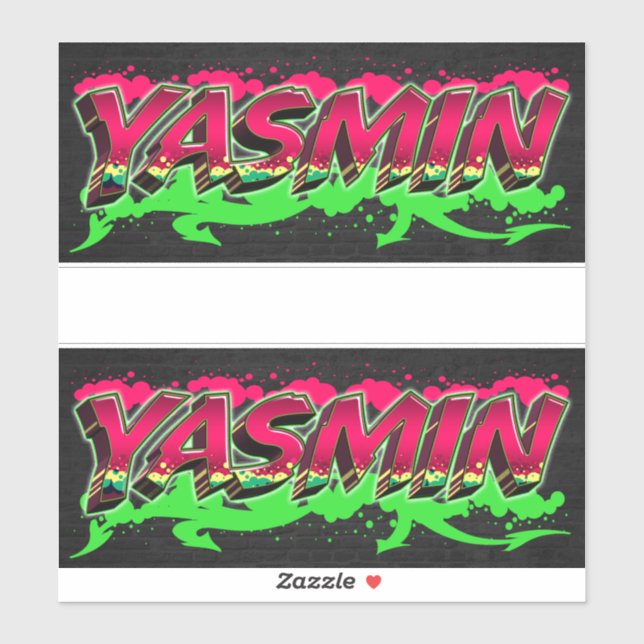 Yasmin First Name Graffiti Sticker (Sheet)