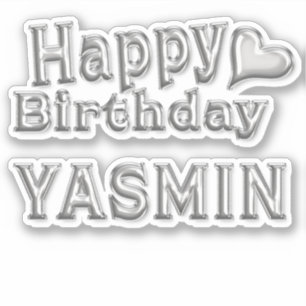 Yasmin Happy Birthday silver Sticker