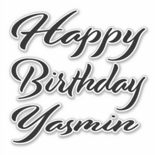 Yasmin Name First Name Black Sticker Birthday