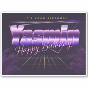 Yasmin Name First name lila retro Sticker Birthday