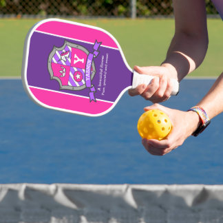 Yasmin name meaning letter Y pink crest unicorn  Pickleball Paddle