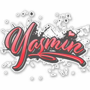 Yasmin red Heart Graffiti Sticker