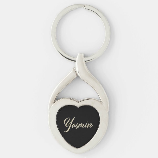 Yasmin white gold handwriting key ring (Front)