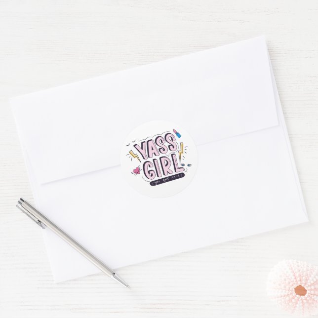 Yass Girl | You Got This Classic Round Sticker (Envelope)